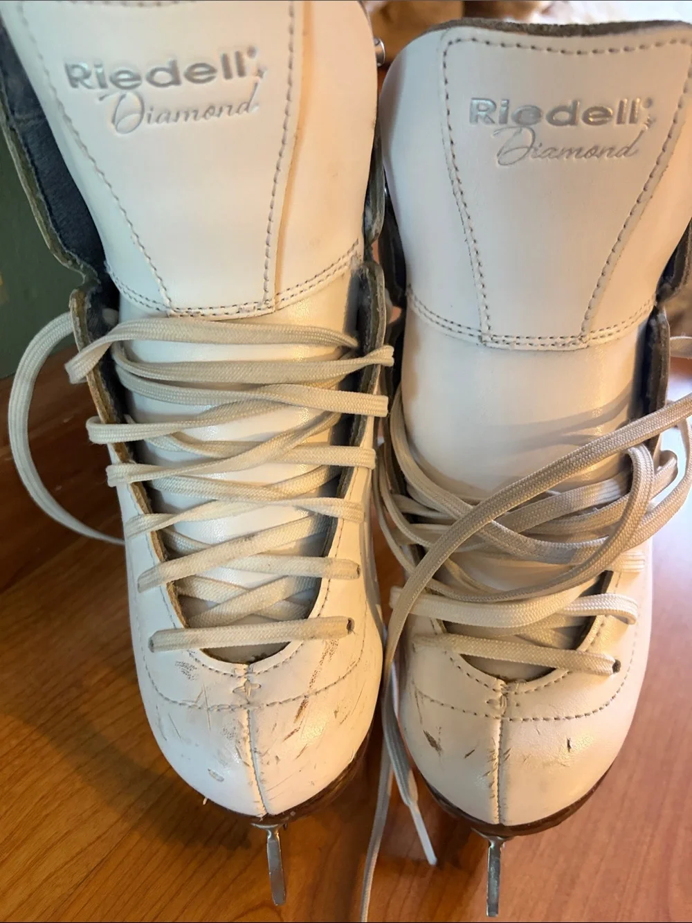 Riedell Diamonds White and Brown Women's Figure Ice Skates